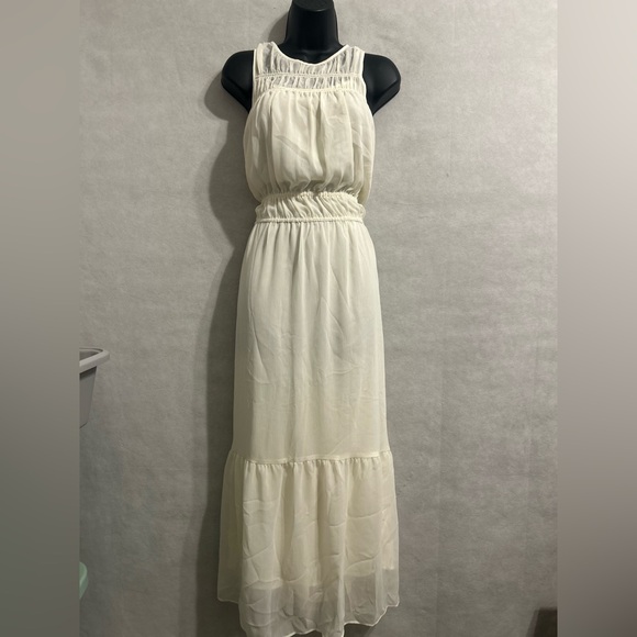 A New Day romantic fairy feminine Cream Chiffon Maxi Sz XL cottage core dress - Picture 4 of 5